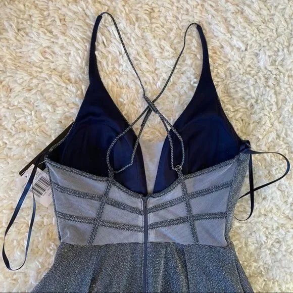 FLASH SALE: NWT LOW BACK SPARKLE FORMAL BACKLESS BALLGOWN PROM BLACK TIE LOW CUT - Picture 8 of 10